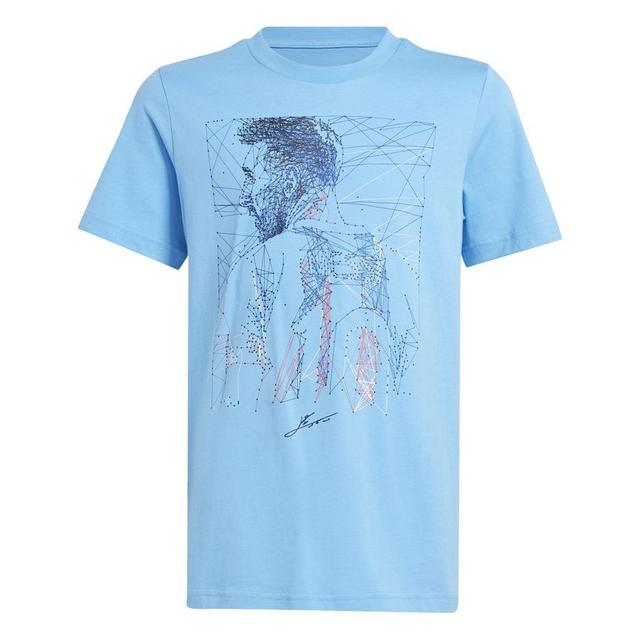 adidas T-shirt Messi Graphic - Blue Kids, size 128 cm on Productcaster.