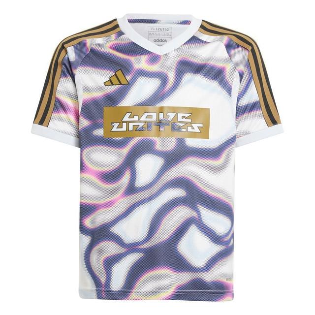 adidas Training T-shirt Tiro Pride - White/halo Blue/purple/pink Kids, size 128 cm on Productcaster.