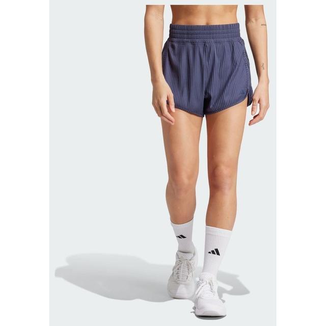 adidas Pacer All Gym Seasonal Rib High-rise Tonal 3-stripes Shorts, størrelse ['X-Small'] on Productcaster.