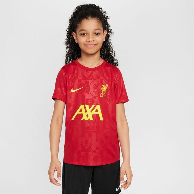 Liverpool Training T-shirt Dri-fit Academy Pro Pre Match - Gym Red/chrome Yellow Kids - Nike, size Small on Productcaster.