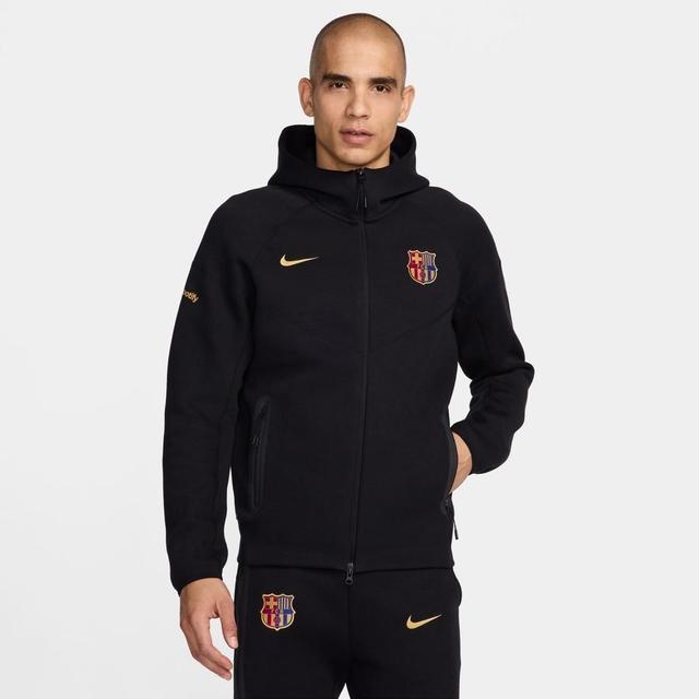 Barcelona Luvtröja NSW Tech Fleece FZ Vindjacka - Svart/Guld - Nike, storlek Medium on Productcaster.