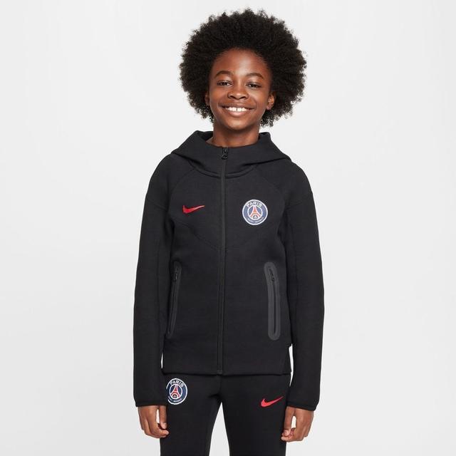 Paris Saint Germain Hoodie Nsw Tech Fleece Fz Gx - Black/university Red Kids - Nike, size XL: 158-170 cm on Productcaster.