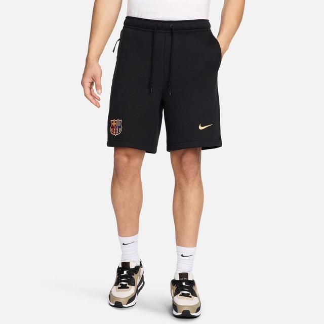 Barcelona Sweat Shorts Nsw Tech Fleece - Black/club Gold - Nike, size Medium on Productcaster.