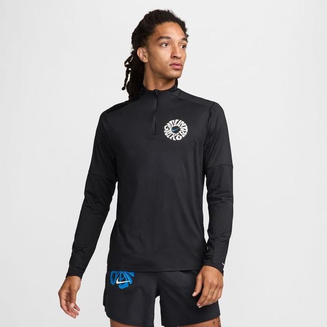 Nike Running Shirt Dri-fit Element Run Energy - Black/photo Blue, size X-Large on Productcaster.