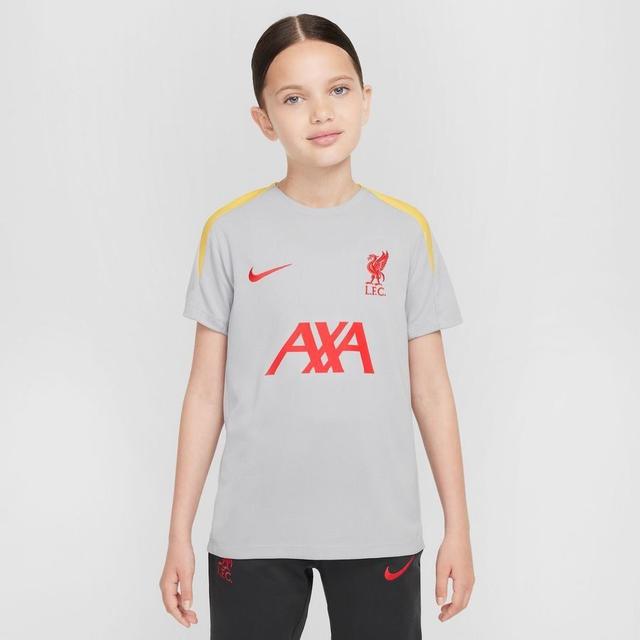 Liverpool Training T-shirt Dri-fit Strike 3rd - Smoke Grey/chrome Yellow/global Red Kids - Nike, size M: 137-147 cm on Productcaster.