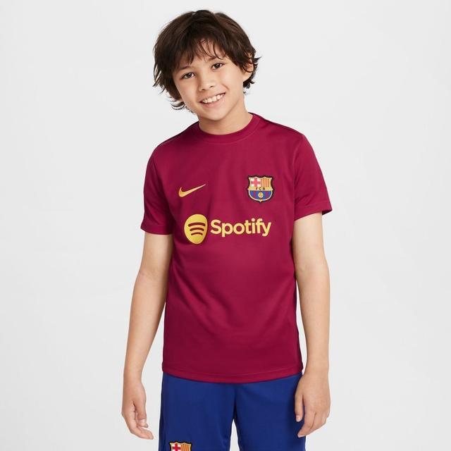 Barcelona Tränings T-Shirt Dri-FIT Academy Pro - Bordeaux/Gul Barn - Nike, storlek S: 128-137 cm on Productcaster.