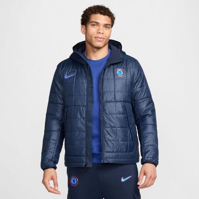 Chelsea Winter Jacket Nsw Synthetic Fill Fleece - Obsidian/white - Nike, size Small on Productcaster.