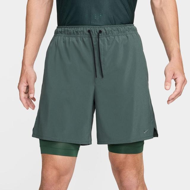 Nike Running Shorts Unlimited Woven 7" 2IN1 - Vintage Green/Black, size XX-Large on Productcaster.