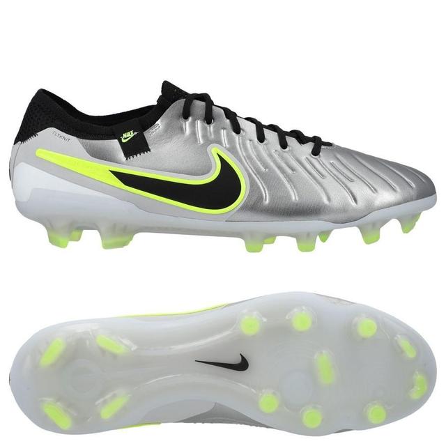 Nike Tiempo Legend 10 Elite Fg Mad Voltage - Metallic Silver/black/volt - Grass (Fg), size 44 on Productcaster.