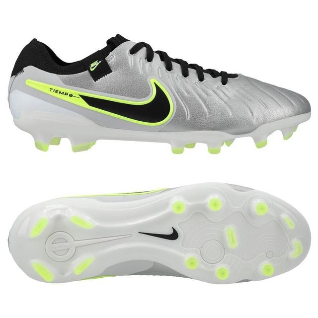 Nike Tiempo Legend 10 Pro Fg Mad Voltage - Metallic Silver/black/volt - Grass (Fg), size 47 on Productcaster.