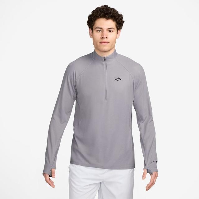 Nike Running Shirt Dri-fit Trail Midlayer Hz - Grey/black, size Medium on Productcaster.