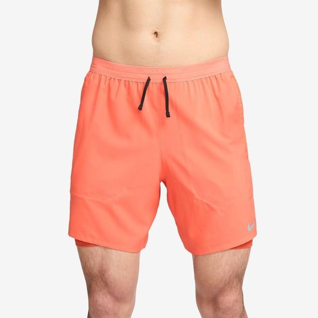 Nike Running Shorts Dri-fit Stride 2in1 - Orange/reflect Silver, size Large on Productcaster.