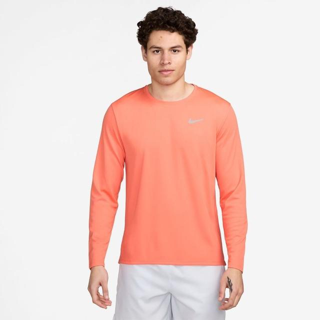 Nike Running Shirt Dri-fit Uv Miler L/s - Orange/reflect Silver, size XX-Large on Productcaster.