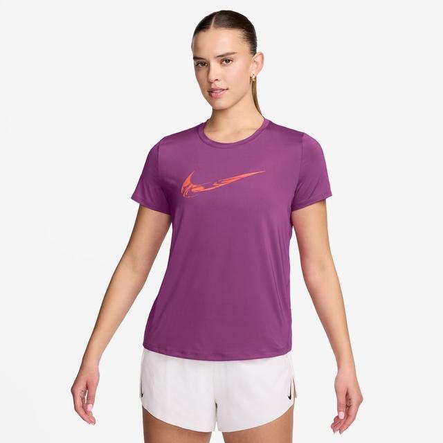 Nike Running T-shirt Dri-fit One Swoosh - Fuchsia Purple/pink Women, size X-Small on Productcaster.