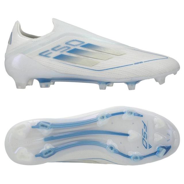 adidas F50 Elite Laceless Fg Polar Victory - Footwear White/silver Metallic/bright Royal - Grass (Fg), size 42 on Productcaster.