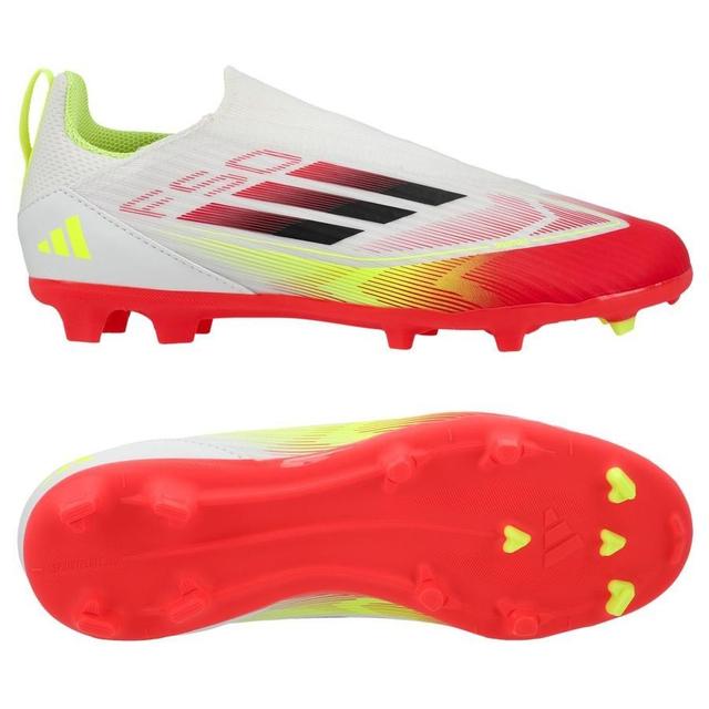 adidas F50 League Laceless Fg/ag Pure Victory - Footwear White/core Black/solar Yellow Kids, size 31½ on Productcaster.