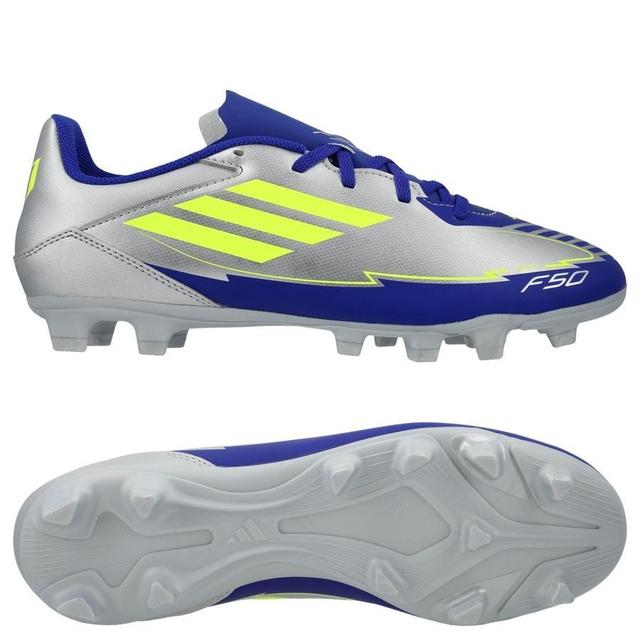 adidas F50 Messi Club Fxg La Vida Rapida - Silver Metallic/solar Yellow/lucid Blue, size 40 on Productcaster.