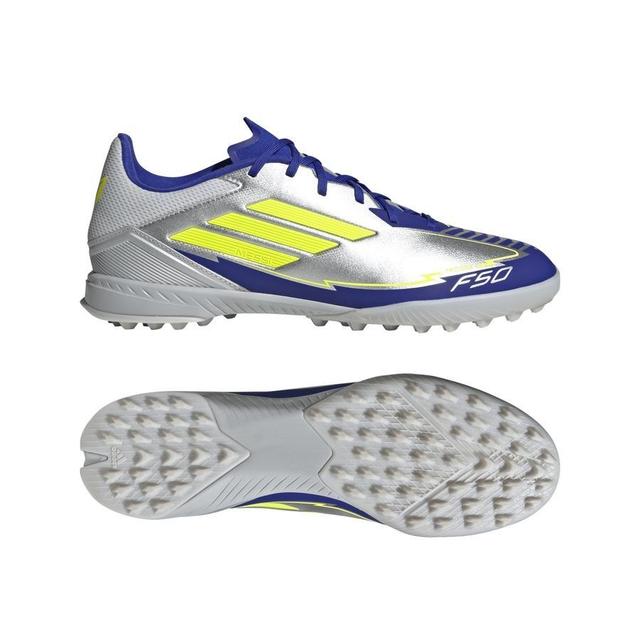 adidas F50 Messi League Tf La Vida Rapida - Silver Metallic/solar Yellow/lucid Blue - Turf (Tf), size 48⅔ on Productcaster.