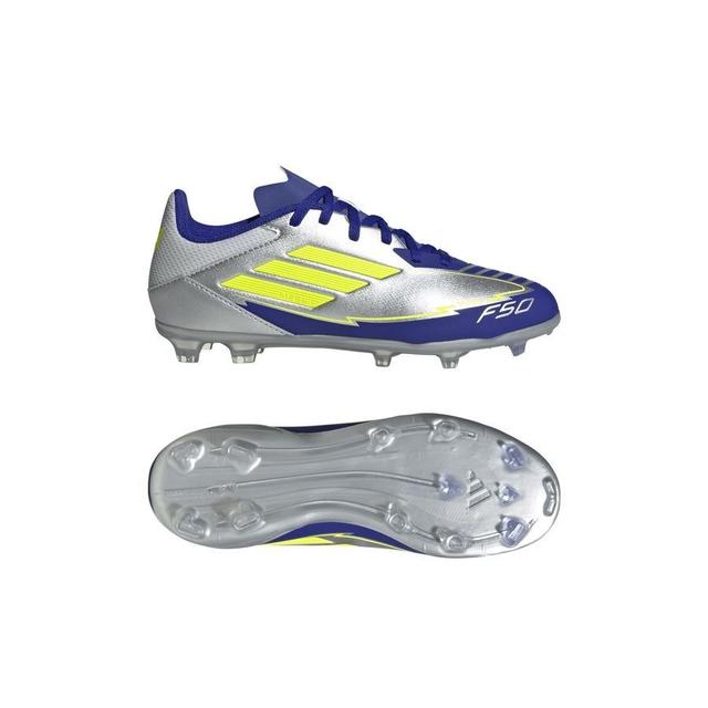 adidas F50 League Fg/ag La Vida Rapida - Silver Metallic/solar Yellow/lucid Blue Kids, size 29 on Productcaster.