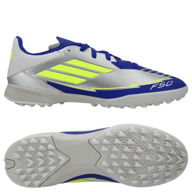 adidas F50 Messi League Tf La Vida Rapida - Silver Metallic/solar Yellow/lucid Blue Kids - Turf (Tf), size 28½ on Productcaster.