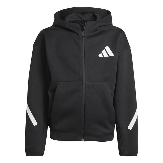 adidas Hoodie Z.N.E. Full Zip - Black/white Kids, size 140 cm on Productcaster.