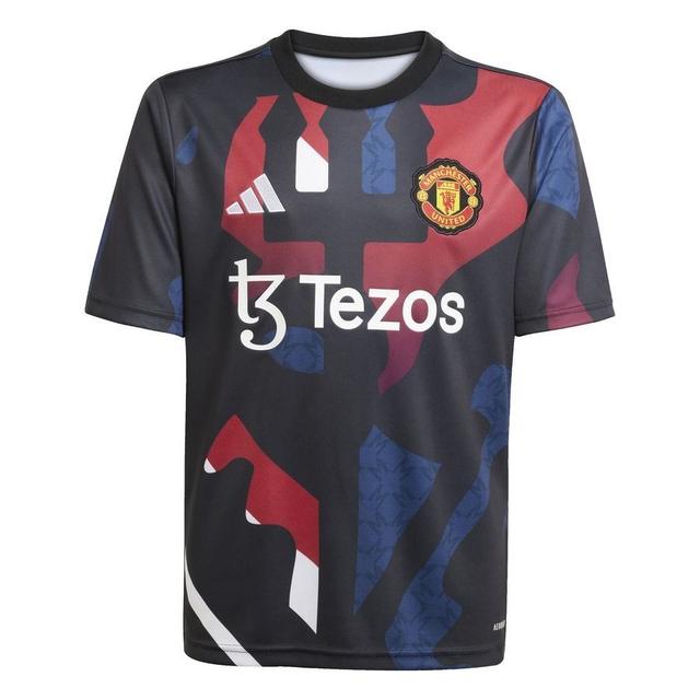 Manchester United Training T-shirt Pre Match - Black/mufc Red/off White Kids - adidas, size 128 cm on Productcaster.