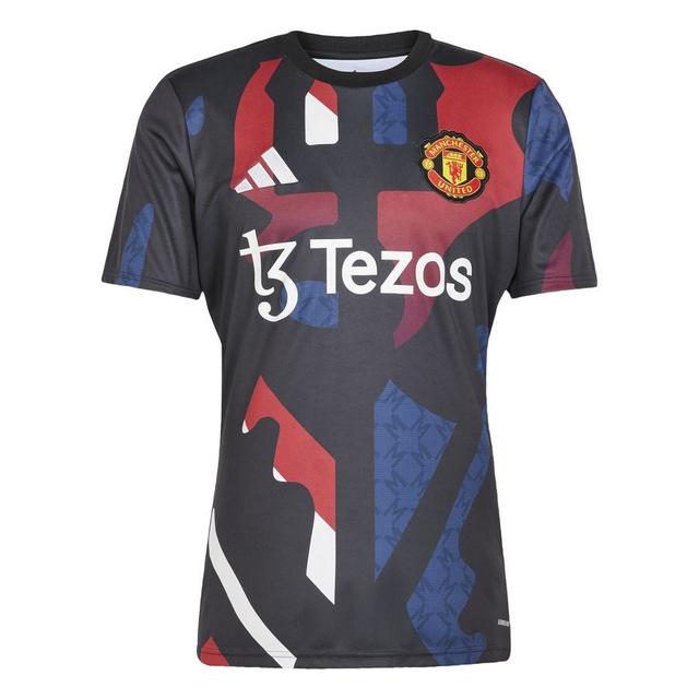 Manchester United Training T-shirt Pre Match - Black/mufc Red/off White - adidas, size Medium on Productcaster.