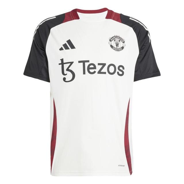 Manchester United Training T-shirt Tiro 24 - Off White/black - adidas, size X-Small on Productcaster.