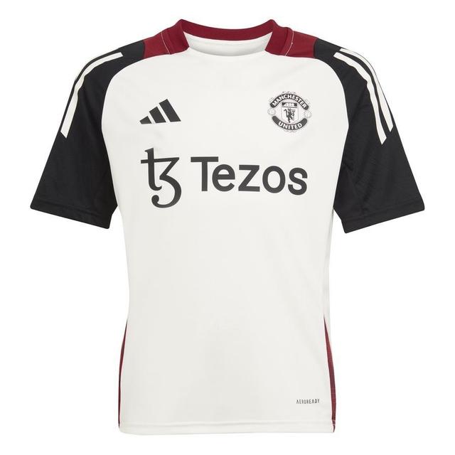 Manchester United Training T-shirt Tiro 24 - Off White/black Kids - adidas, size 164 cm on Productcaster.