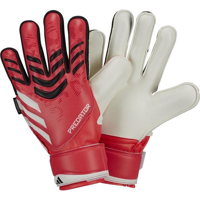 adidas Goalkeeper Gloves Predator Match Fingersave Pure Victory - Pure Ruby/black/white Kids, size 6½ on Productcaster.