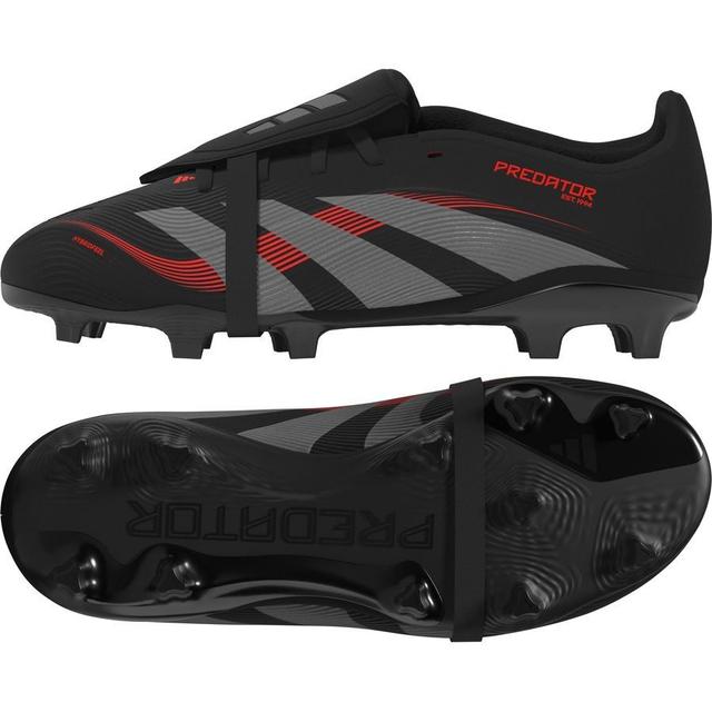 adidas Predator League Fold-over Tongue Fg Stealth Victory - Core Black/grey Four/lucid Red Kids - Grass (Fg), size 35 on Productcaster.