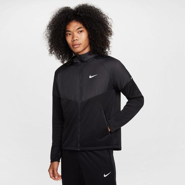 Nike Running Shirt Therma-fit Sphere Miler - Black/reflect Silver, size Medium on Productcaster.