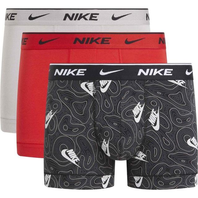 Nike Trunks Everyday Cotton Stretch 3-pack - Black/white/university Red/grey, size Small on Productcaster.