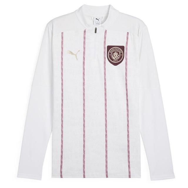 Manchester City Training Shirt Pre Match 1/4 Zip - PUMA White/dark Jasper, size Small on Productcaster.