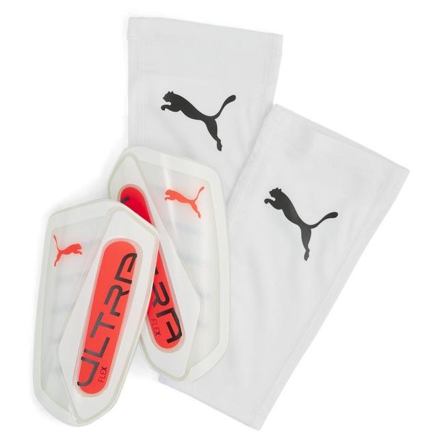 PUMA Shin Pads Ultra Flex Sleeve Unlimited - PUMA White/glowing Red, size Small on Productcaster.