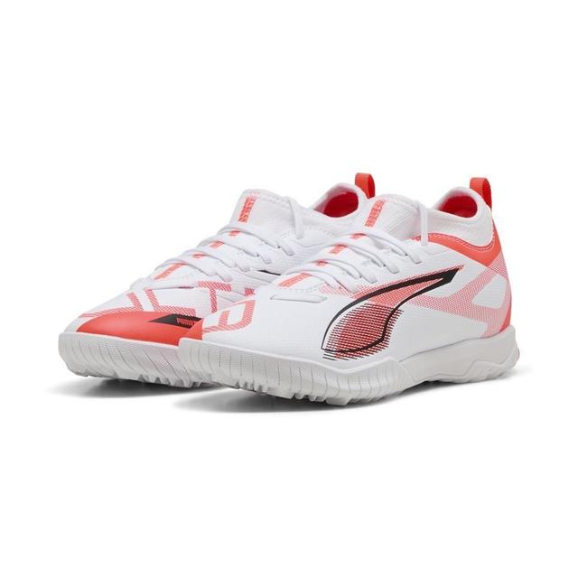 PUMA Ultra 5 Match TT + Mid Unlimited - PUMA White/PUMA Black/Glowing Red Kids - Turf (TF), size 38½ on Productcaster.