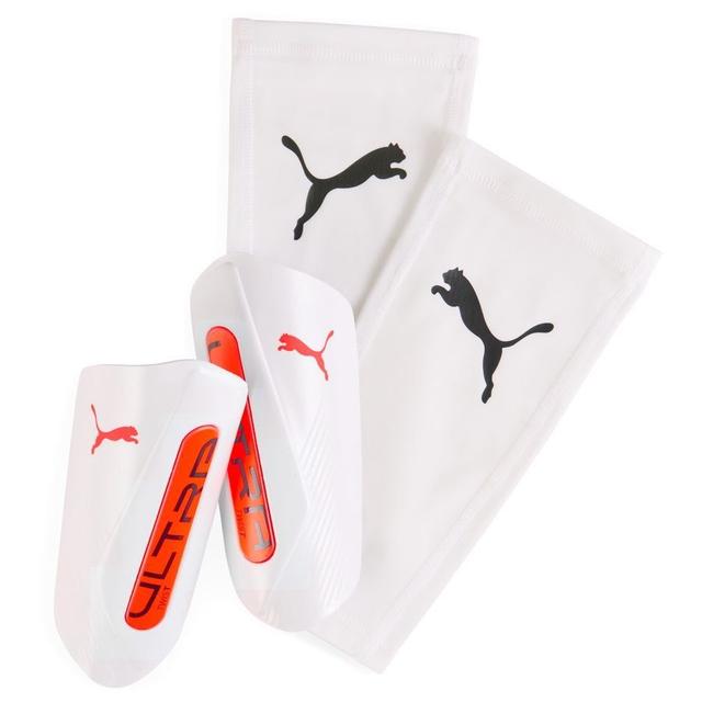 PUMA Shin Pads Ultra Twist Sleeve Unlimited - PUMA White/glowing Red, size Small on Productcaster.