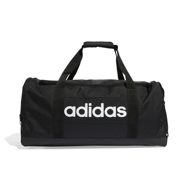 adidas Sports Bag Linear Duffel Medium - Black/white, size One Size on Productcaster.