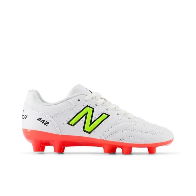 New Balance 442 V2 Academy Fg Flash Point - White/green/black Kids - Grass (Fg), size 29 on Productcaster.