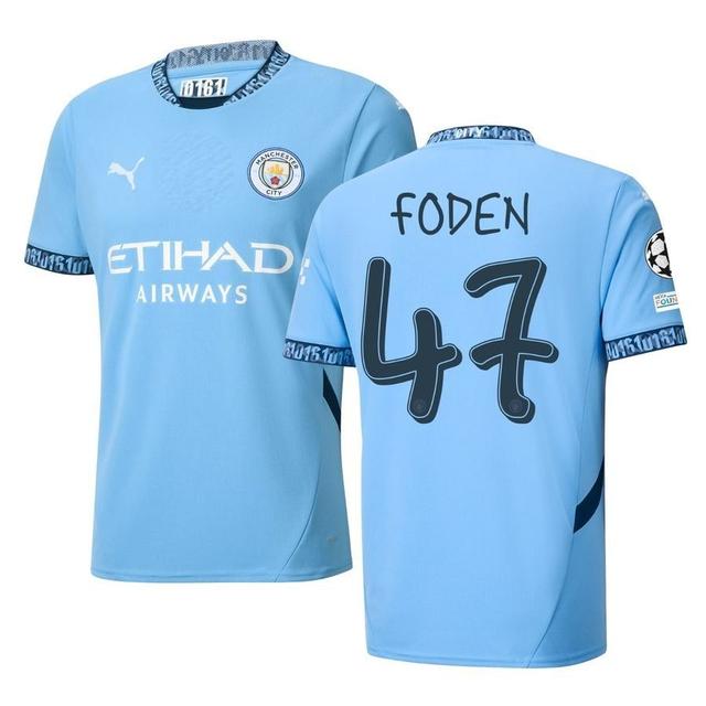 Manchester City Home Shirt 2024/25 FODEN 47 + Champions League & UEFA Foundation Sleeve Patch - PUMA, size 3XL on Productcaster.