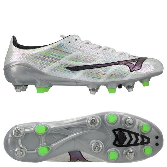 Mizuno Alpha Ii Made In Japan Sg - White/silver Iridescent/black - Soft Ground (Sg), size 45 on Productcaster.