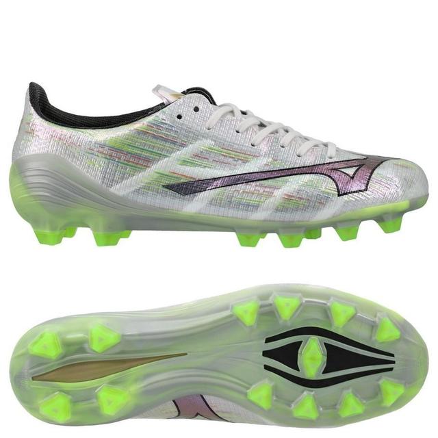 Mizuno Alpha Ii Elite Fg/ag - White/silver Iridescent/black, size 38½ on Productcaster.