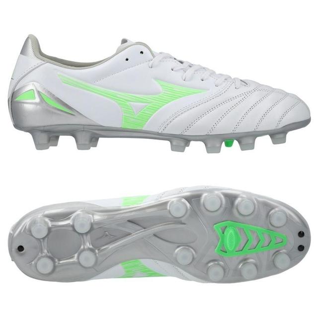 Mizuno Morelia Neo Iv Pro Fg/ag Frontier - White/neon Green/cool Gray, size 44 on Productcaster.