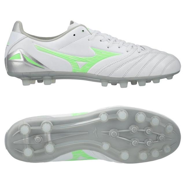 Mizuno Morelia Neo Iv Pro Ag Frontier - White/neon Green/cool Gray - Artificial Grass (Ag), size 45 on Productcaster.