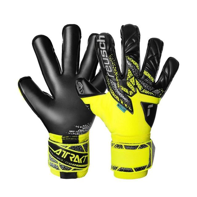 Reusch Goalkeeper Gloves Attrakt Gold X Evolution Gk:Lab - Safety Yellow/silver/black, size 9½ on Productcaster.