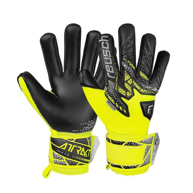 Reusch Goalkeeper Gloves Attrakt Gold X Nc Gk:Lab - Safety Yellow/silver/black Kids, size 5½ on Productcaster.