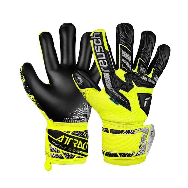 Reusch Goalkeeper Gloves Attrakt Freegel Silver Gk:Lab - Safety Yellow/silver/black Kids, size 5½ on Productcaster.