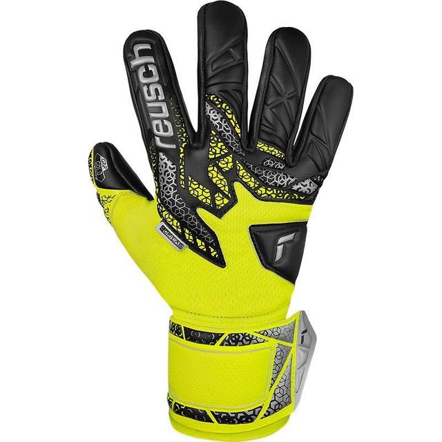 Reusch Goalkeeper Gloves Attrakt Gold Nc Gk:Lab - Safety Yellow/silver/black Kids, size 5 on Productcaster.