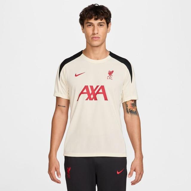 Liverpool Training T-shirt Dri-fit Strike - Coconut Milk/gym Red/black - Nike, size Medium on Productcaster.