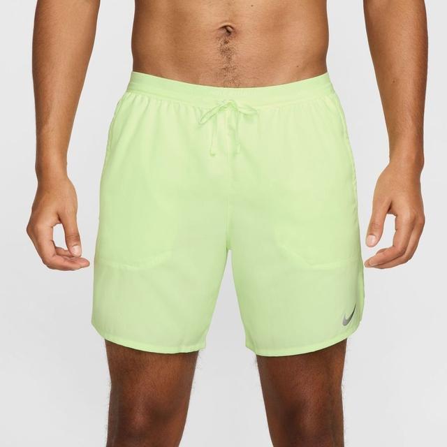 Nike Running Shorts Dri-fit Stride 2in1 - Barely Volt/reflect Silver, size Medium on Productcaster.